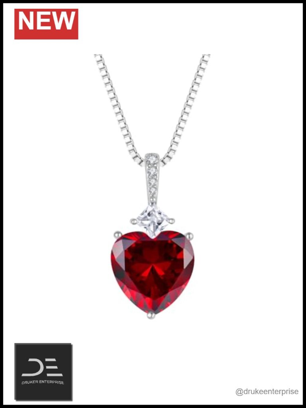 925 Sterling Silver Heart Pendant Necklace with CZ Birthstone